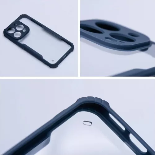 Oppo A3 4G (A40, A40m), Szilikon tok, közepesen ütésálló, légpárnás sarok, akril hátlap, Anti-Drop Case, átlátszó/sötétkék