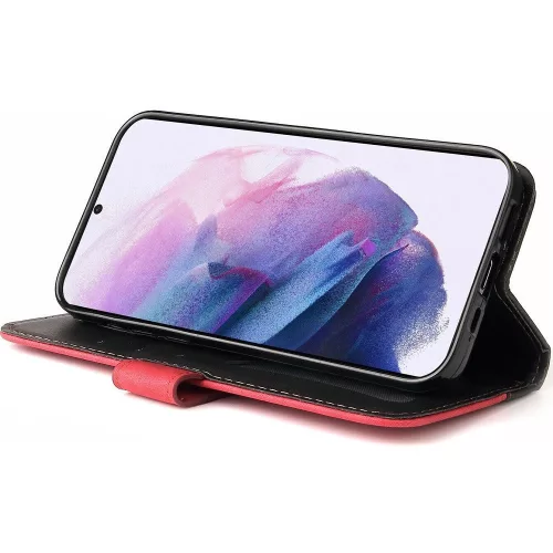 Apple iPhone 16e / 17e, Oldalra nyíló tok, stand, kártyatartóval, kézpánttal, Wooze Colour Wallet, piros