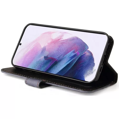 Apple iPhone 16e / 17e, Oldalra nyíló tok, stand, kártyatartóval, kézpánttal, Wooze Colour Wallet, szürke