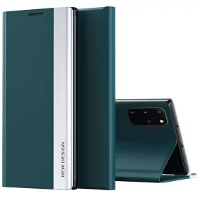  Apple iPhone 16e / 17e, Oldalra nyíló tok, stand, Wooze Silver Line, sötétzöld
