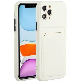   Apple iPhone 16e / 17e, Szilikon tok, kártyatartóval, Wooze Card Slot, fehér