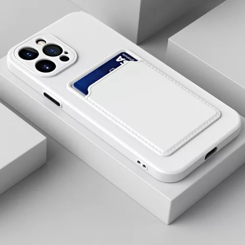 Apple iPhone 16e / 17e, Szilikon tok, kártyatartóval, Wooze Card Slot, fehér