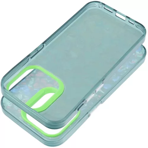 Apple iPhone 16e / 17e, Műanyag hátlap védőtok + szilikon keret, kristály minta, Tutti-Frutti Case, zöld