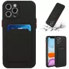 Huawei Honor Magic 7 Lite / X9c / X60 Pro, Szilikon tok, kártyatartóval, Wooze Card Slot, fekete