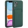 Huawei Honor Magic 7 Lite / X9c / X60 Pro, Szilikon tok, kártyatartóval, Wooze Card Slot, sötétzöld