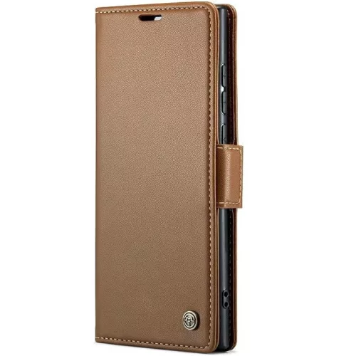 Samsung Galaxy A26 5G SM-A266B, Oldalra nyíló tok, stand, kártyatartóval, RFID technológiával, Wooze CaseME, barna