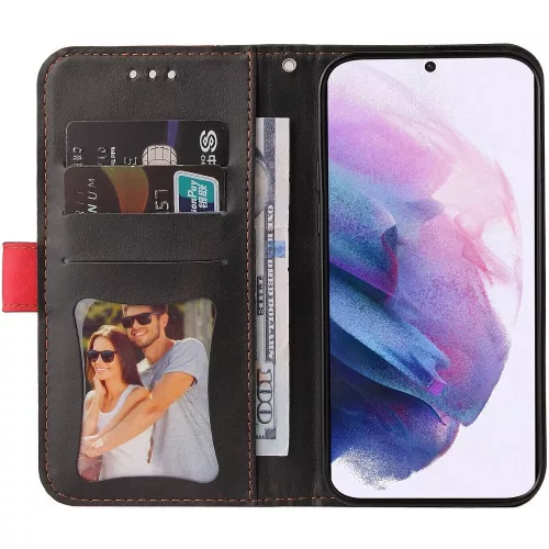 Samsung Galaxy A36 5G SM-A366B, Oldalra nyíló tok, stand, kártyatartóval, kézpánttal, Wooze Colour Wallet, piros