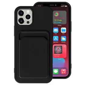   Samsung Galaxy A36 5G SM-A366B, Szilikon tok, kártyatartóval, Wooze Card Slot, fekete