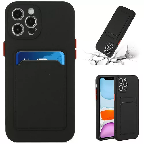Samsung Galaxy A36 5G SM-A366B, Szilikon tok, kártyatartóval, Wooze Card Slot, fekete