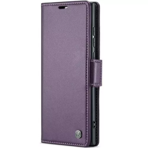 Apple iPhone 13 Pro Max, Oldalra nyíló tok, stand, kártyatartóval, RFID technológiával, Wooze CaseME, lila