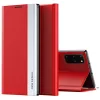 Samsung Galaxy S25 Edge SM-S937, Oldalra nyíló tok, stand, Wooze Silver Line, piros