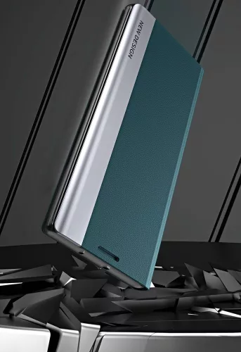 Samsung Galaxy S25 Edge SM-S937, Oldalra nyíló tok, stand, Wooze Silver Line, piros