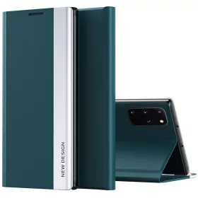   Samsung Galaxy S25 Edge SM-S937, Oldalra nyíló tok, stand, Wooze Silver Line, sötétzöld