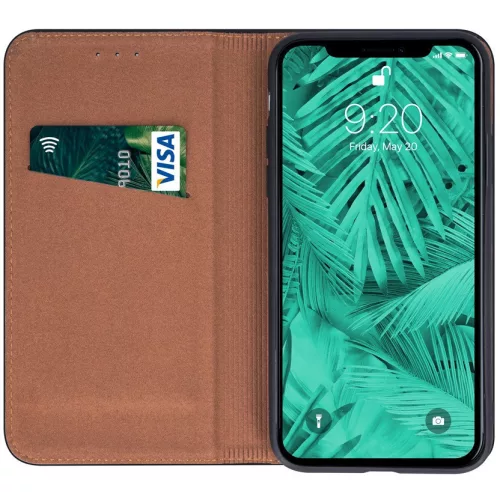Samsung Galaxy S25 Edge SM-S937, Oldalra nyíló tok, valódi bőrtok, stand, Smart Pro, fekete