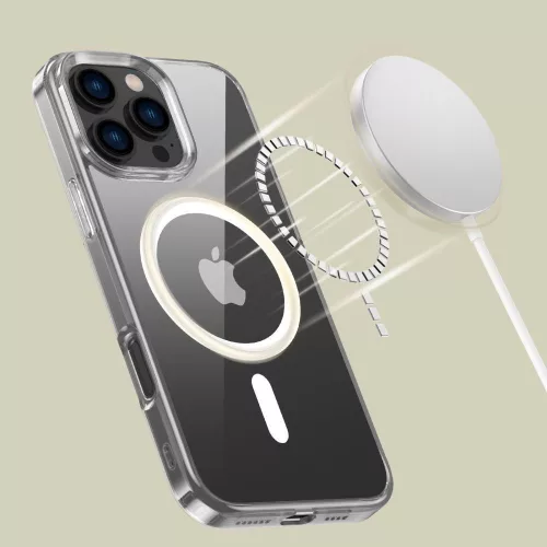 Samsung Galaxy S25 Edge SM-S937, Műanyag hátlap védőtok + szilikon keret, Magsafe töltővel kompatibilis, FlexAir Hybrid Magsafe, átlátszó