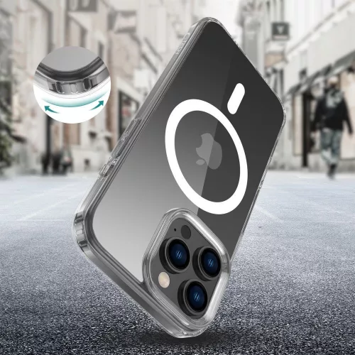 Samsung Galaxy S25 Edge SM-S937, Műanyag hátlap védőtok + szilikon keret, Magsafe töltővel kompatibilis, FlexAir Hybrid Magsafe, átlátszó