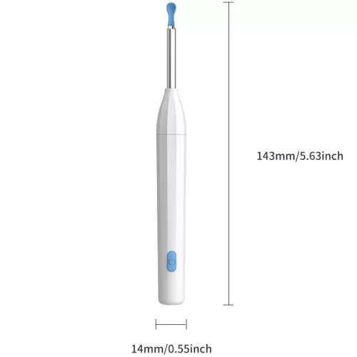 Elektromos fültisztító készlet, otoszkóp, HD mini kamerával, Wifi-s, LED világítással, Wooze Visual Ear Cleaner, fehér