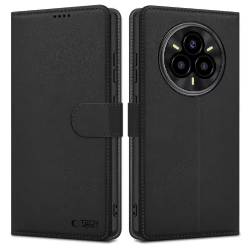 Realme 14 Pro, Oldalra nyíló tok, stand, mágnes csattal, TP Wallett, fekete