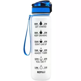   Prémium motivációs sport kulacs, idősáv, motivációs szöveg, kézpánttal, 1000 ml, Wooze You Did It, fehér