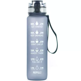   Prémium motivációs sport kulacs, idősáv, motivációs szöveg, kézpánttal, 1000 ml, Wooze You Did It, szürke