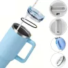 Prémium fémfalú utazó termosz + pohár, 1200 ml, hőtartó, szívószállal, fogantyúval, Tumbler, sötétkék
