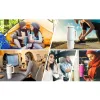 Prémium fémfalú utazó termosz + pohár, 1200 ml, hőtartó, szívószállal, fogantyúval, Tumbler, cyan