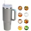 Prémium fémfalú utazó termosz + pohár, 1200 ml, hőtartó, szívószállal, fogantyúval, Tumbler, szürke