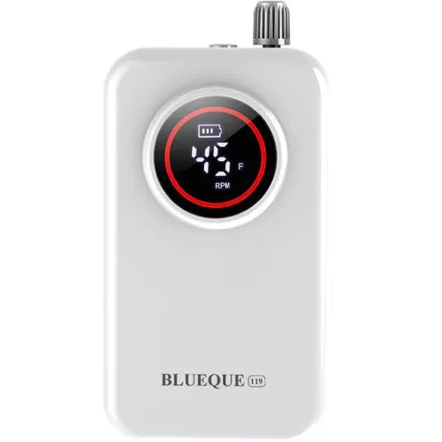 Elektromos körömcsiszoló gép, akkumulátoros, kijelzővel, hordozható, övcsipesszel, Blueque BQ-119, fehér