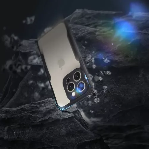 Apple iPhone Air (2025), Szilikon tok, közepesen ütésálló, légpárnás sarok, akril hátlap, Anti-Drop Case, átlátszó/fekete