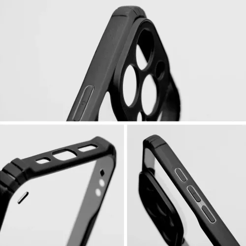 Apple iPhone 17 Pro Max, Szilikon tok, közepesen ütésálló, légpárnás sarok, akril hátlap, Anti-Drop Case, átlátszó/fekete