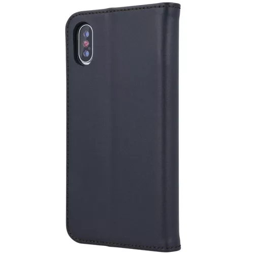 Apple iPhone 17 Pro, Oldalra nyíló tok, valódi bőrtok, stand, Smart Pro, fekete