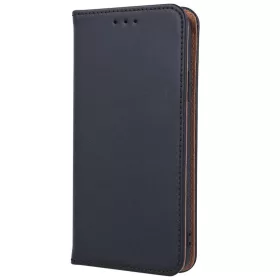   Apple iPhone 17 Pro Max, Oldalra nyíló tok, valódi bőrtok, stand, Smart Pro, fekete