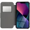 Apple iPhone 17 Pro, Oldalra nyíló tok, légpárnás sarok, bőrhatású, karbon minta, Razor Book, kék