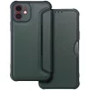 Apple iPhone 17 Pro Max, Oldalra nyíló tok, légpárnás sarok, bőrhatású, karbon minta, Razor Book, zöld