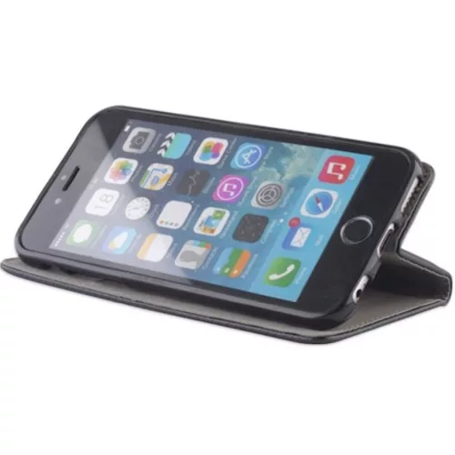 Apple iPhone 17, Oldalra nyíló tok, stand, Smart Magnet, fekete