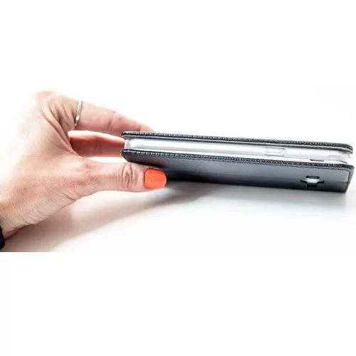 Apple iPhone 17, Oldalra nyíló tok, stand, Smart Magnet, fekete