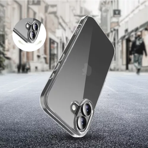 Apple iPhone 17, Műanyag hátlap védőtok + szilikon keret, FlexAir Hybrid, átlátszó