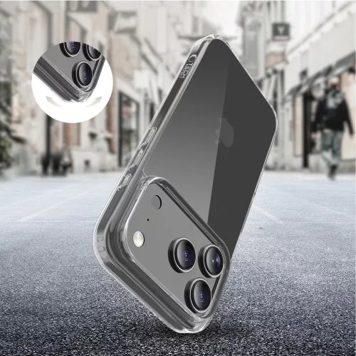 Apple iPhone 17 Pro Max, Műanyag hátlap védőtok + szilikon keret, FlexAir Hybrid, átlátszó