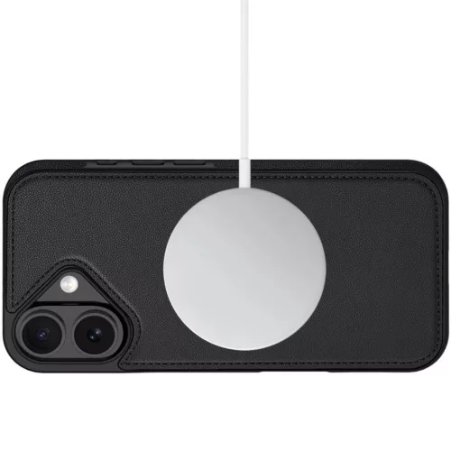 Apple iPhone 17, Oldalra nyíló tok, stand, mágnes csattal, kivehető tokkal, Magsafe töltővel kompatibilis, TP Wallett Magsafe, fekete