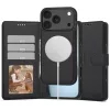 Apple iPhone 17 Pro Max, Oldalra nyíló tok, stand, mágnes csattal, kivehető tokkal, Magsafe töltővel kompatibilis, TP Wallett Magsafe, fekete