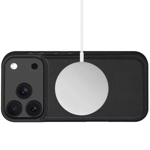 Apple iPhone 17 Pro Max, Oldalra nyíló tok, stand, mágnes csattal, kivehető tokkal, Magsafe töltővel kompatibilis, TP Wallett Magsafe, fekete