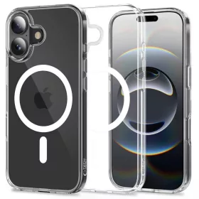   Apple iPhone 17, Műanyag hátlap védőtok + szilikon keret, Magsafe töltővel kompatibilis, FlexAir Hybrid Magsafe, átlátszó