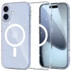 Apple iPhone 17, Műanyag hátlap védőtok + szilikon keret, Magsafe töltővel kompatibilis, csillogó hátlap, FlexAir Hybrid Magsafe Glitter, átlátszó