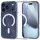 Apple iPhone 17 Pro Max, Műanyag hátlap védőtok + szilikon keret, Magsafe töltővel kompatibilis, csillogó hátlap, FlexAir Hybrid Magsafe Glitter, átlátszó