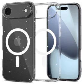  Apple iPhone Air (2025), Műanyag hátlap védőtok + szilikon keret, Magsafe töltővel kompatibilis, csillogó hátlap, FlexAir Hybrid Magsafe Glitter, átlátszó