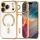 Apple iPhone 17 Pro, Műanyag hátlap védőtok + szilikon keret, közepesen ütésálló, Magsafe töltővel kompatibilis, fényes keret, Magflex Magsafe, átlátszó/arany
