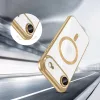 Apple iPhone Air (2025), Műanyag hátlap védőtok + szilikon keret, közepesen ütésálló, Magsafe töltővel kompatibilis, fényes keret, Magflex Magsafe, átlátszó/arany