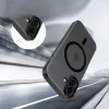 Apple iPhone 17, Műanyag hátlap védőtok + szilikon keret, közepesen ütésálló, Magsafe töltővel kompatibilis, Magslim Magsafe, áttetsző/fekete