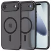Apple iPhone Air (2025), Műanyag hátlap védőtok + szilikon keret, Magsafe töltővel kompatibilis, kameravédő kerettel, Magcam Magsafe, áttetsző/fekete