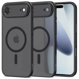   Apple iPhone Air (2025), Műanyag hátlap védőtok + szilikon keret, Magsafe töltővel kompatibilis, kameravédő kerettel, Magcam Magsafe, áttetsző/fekete